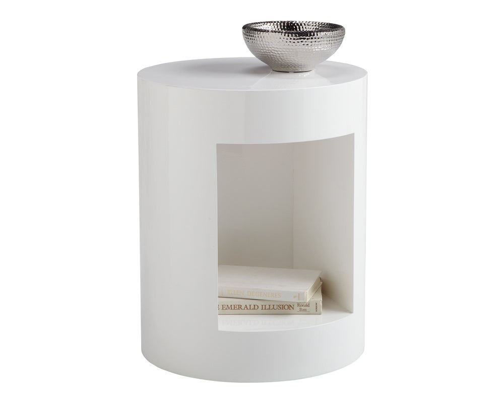 BEACON END TABLE - HIGH GLOSS WHITE